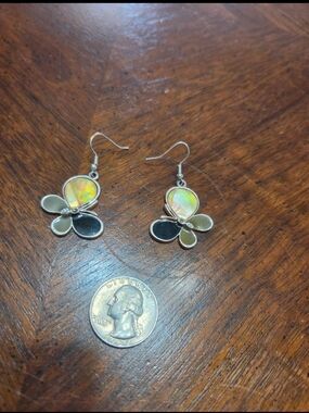 Iridescent Multicolor Butterfly Drop Earrings - Women Jewelry